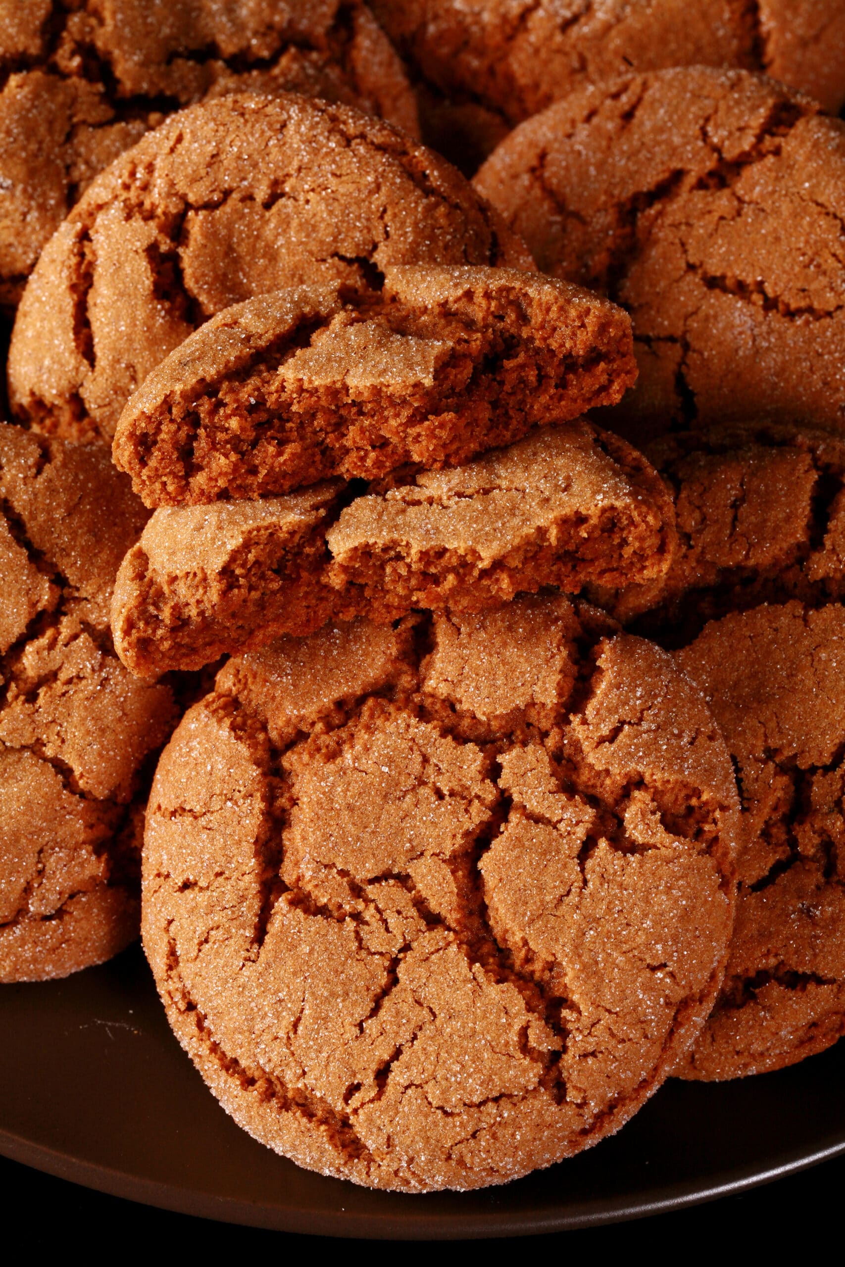 A plate of gluten free ginger molasses cookies.