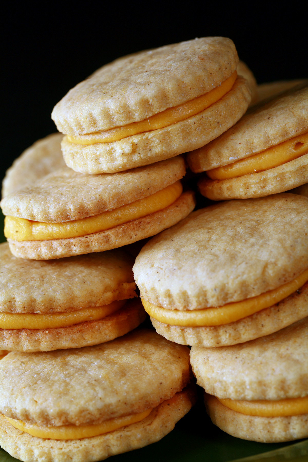 A plate of gluten free lemon sandwich cookies.