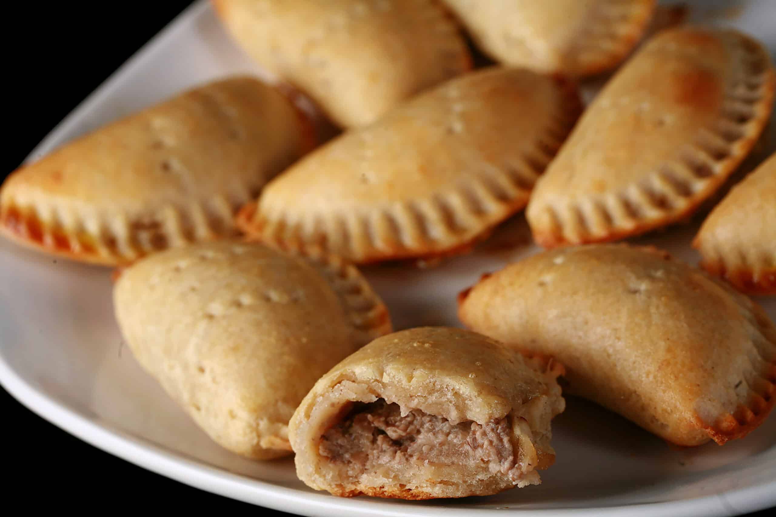 A plate of gluten-free mushroom turnovers.