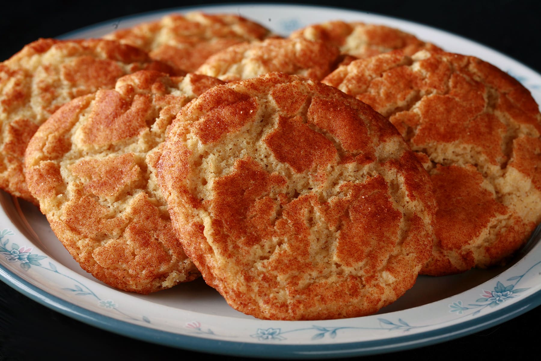 A plate of gluten-free snickerdoodles.