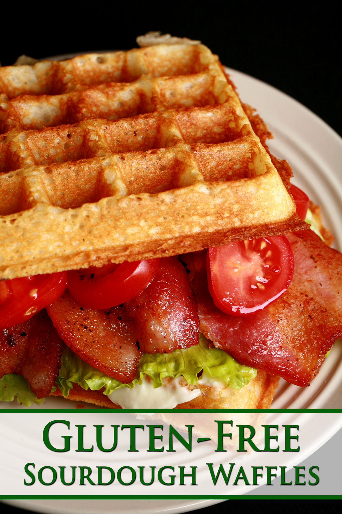 A BLT Sandwich made from gluten-free sourdough waffles.