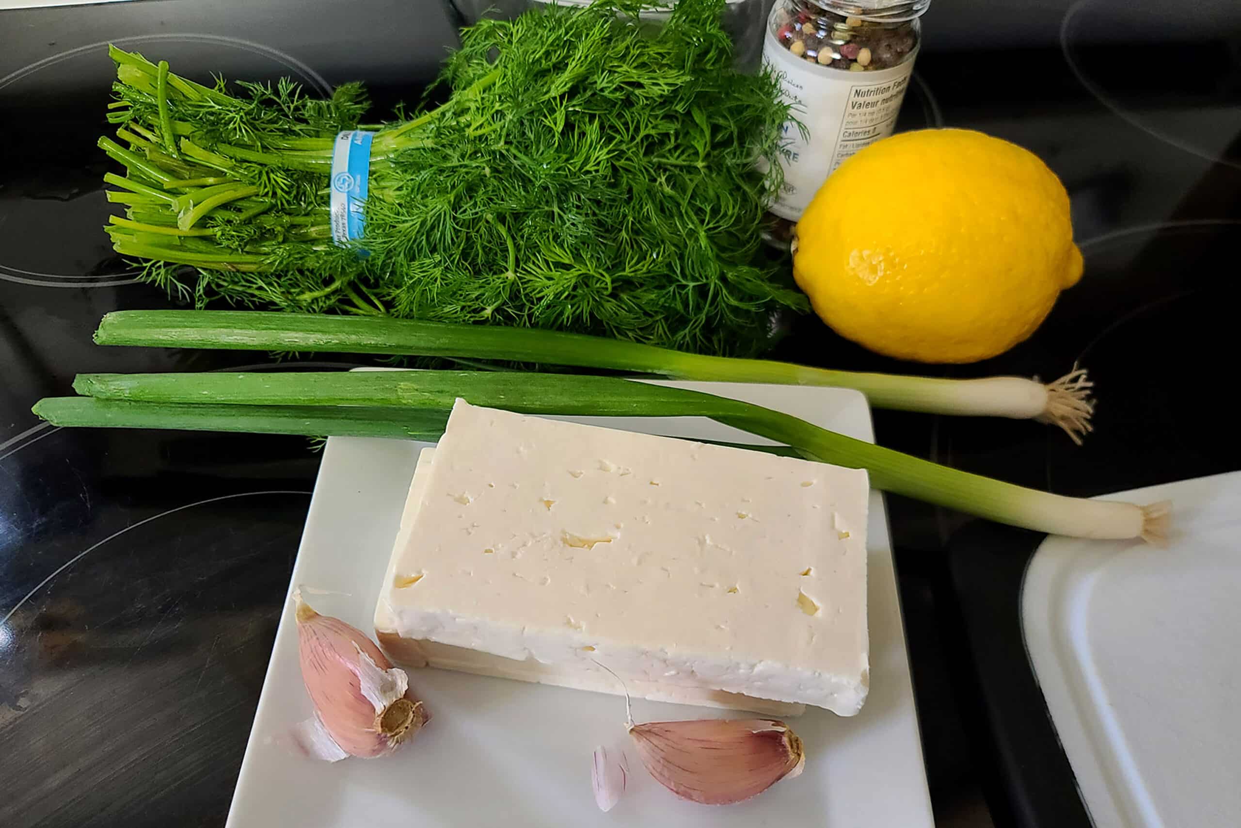 The ingredients laid out on a stovetop.