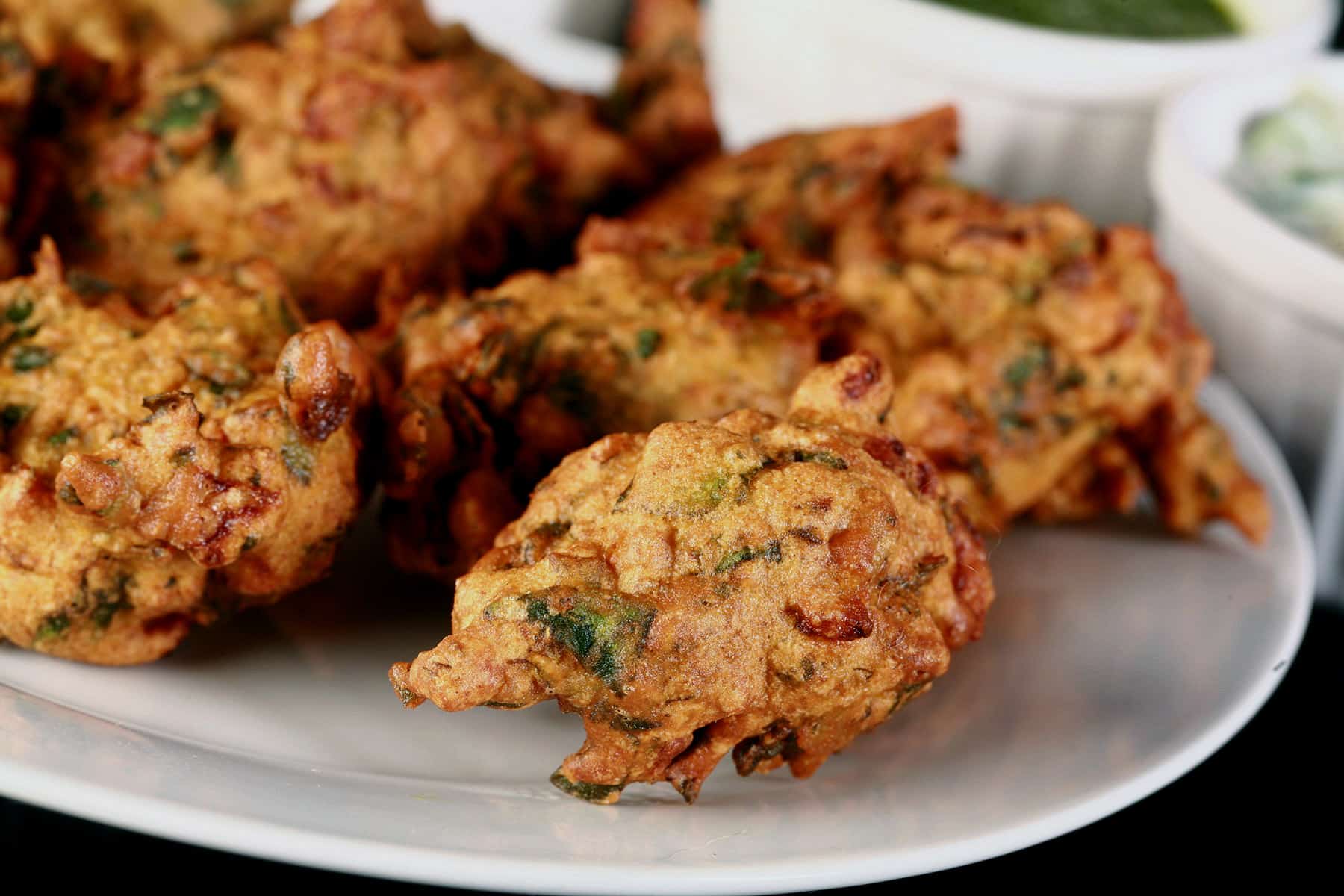 A plate of palak pakora.